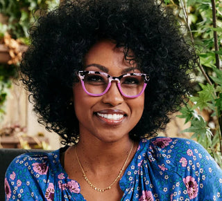 Faye Reading Glasses Black Marble/Pink