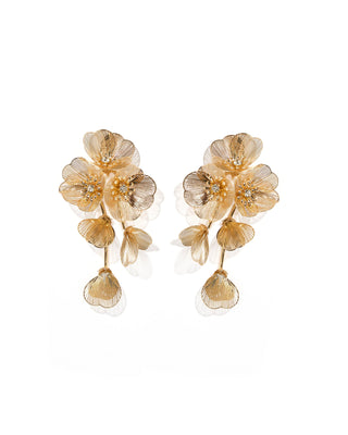 Pair of gold floral earrings