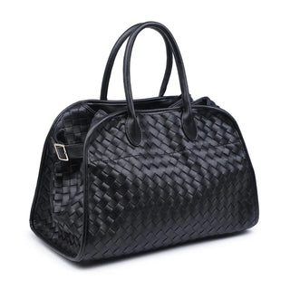 Black woven handbag