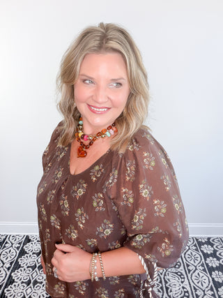 Whispers in Brown Blouse