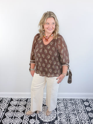 Whispers in Brown Blouse