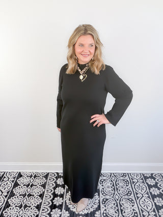 black sweater dress