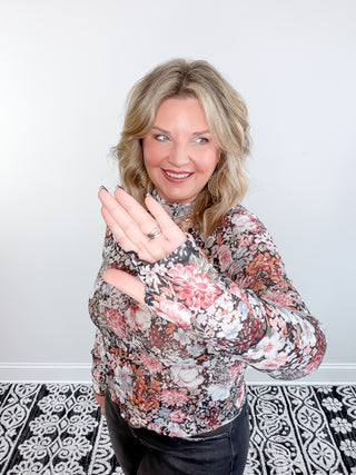 Floral Edge Mesh Blouse