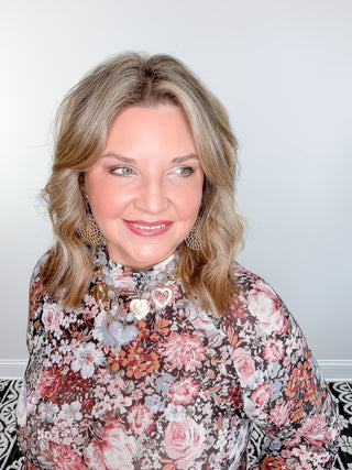 Floral Edge Mesh Blouse