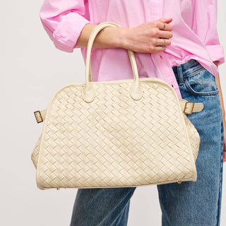 Ivory woven handbag