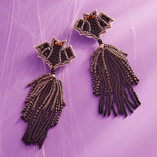 Bat Shape Beaded Earrings
