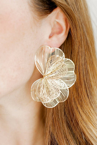 Gold floral earrings