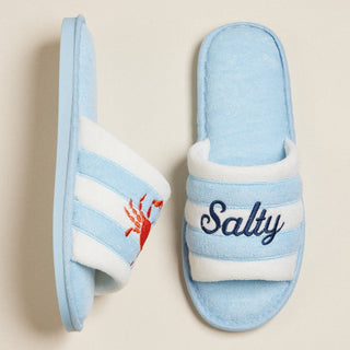 "Salty Crab" Embroidered Poolside Slides