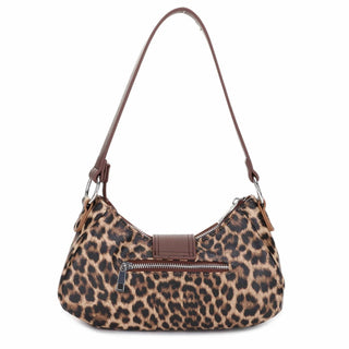 Leopard Print Buckle Baguette Shoulder Bag