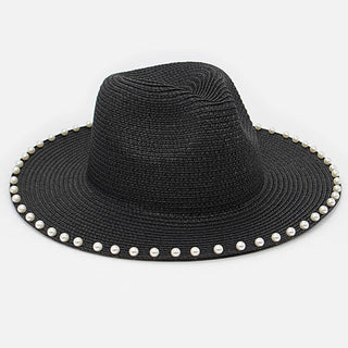Pearl Beaded Straw Hat