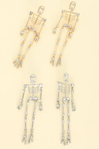 Jeweled Articulated Skeleton Earrings