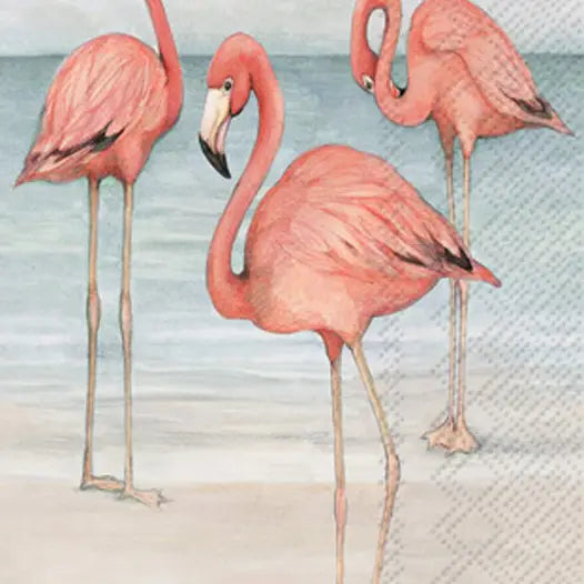 Flamingo Trio On Beach Guest Towel