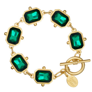 Susan Shaw gold bracelet with green gemstones 