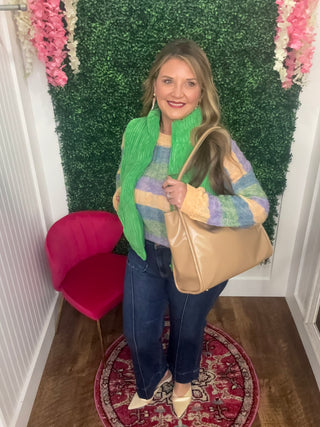 Frida Multi Color Stripe Oversized Sweater Top