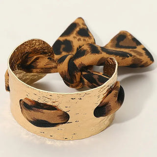 Gold Bracelet with leopard scarf 