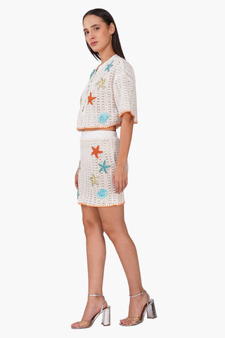 Seaside Coral Crochet Skirt Set