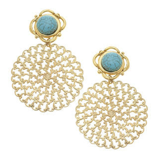 Susan Shaw turquoise filigree earrings