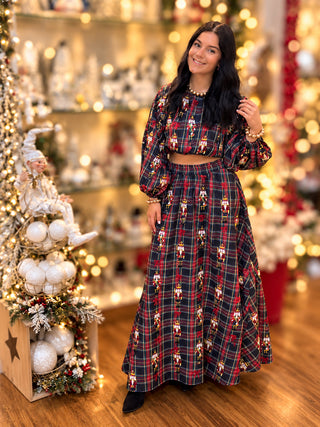 Queen Of Sparkles | Plaid Nutcracker & Bow Blouse