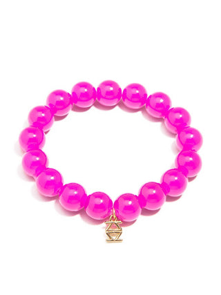 Hot Pink Glass Bead Stretch Bracelet