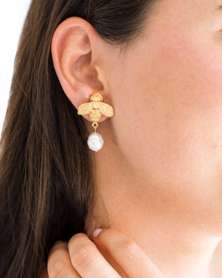 Susan Shaw | Bee + Pearl Drop Earrings