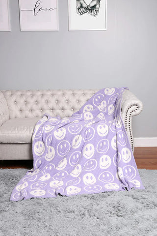 Lavender Happy Face Blanket