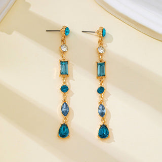 Aquamarine Linear Drop Earrings