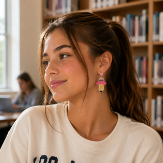 Beaded Pencil Bow Earrings