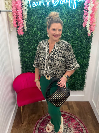 Aspen Emerald High Waisted Wide Flare Pants
