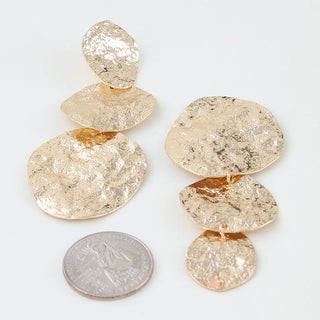 Triple Hammered Disc Drop Earrings