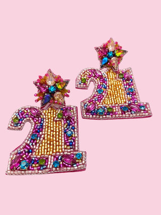 #21 Birthday Beaded Earrings