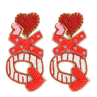 XOXO Jeweled Beaded Valentine Letter Earrings