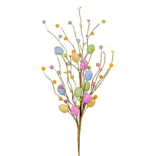 Decorative branch with colorful Easter eggs.