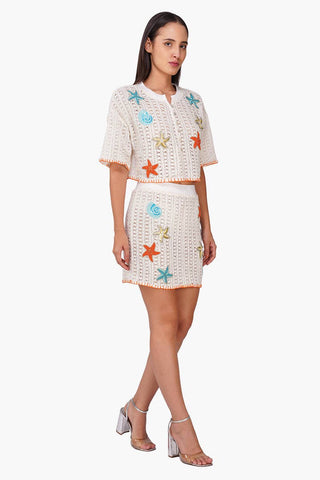Seaside Coral Crochet Skirt Set