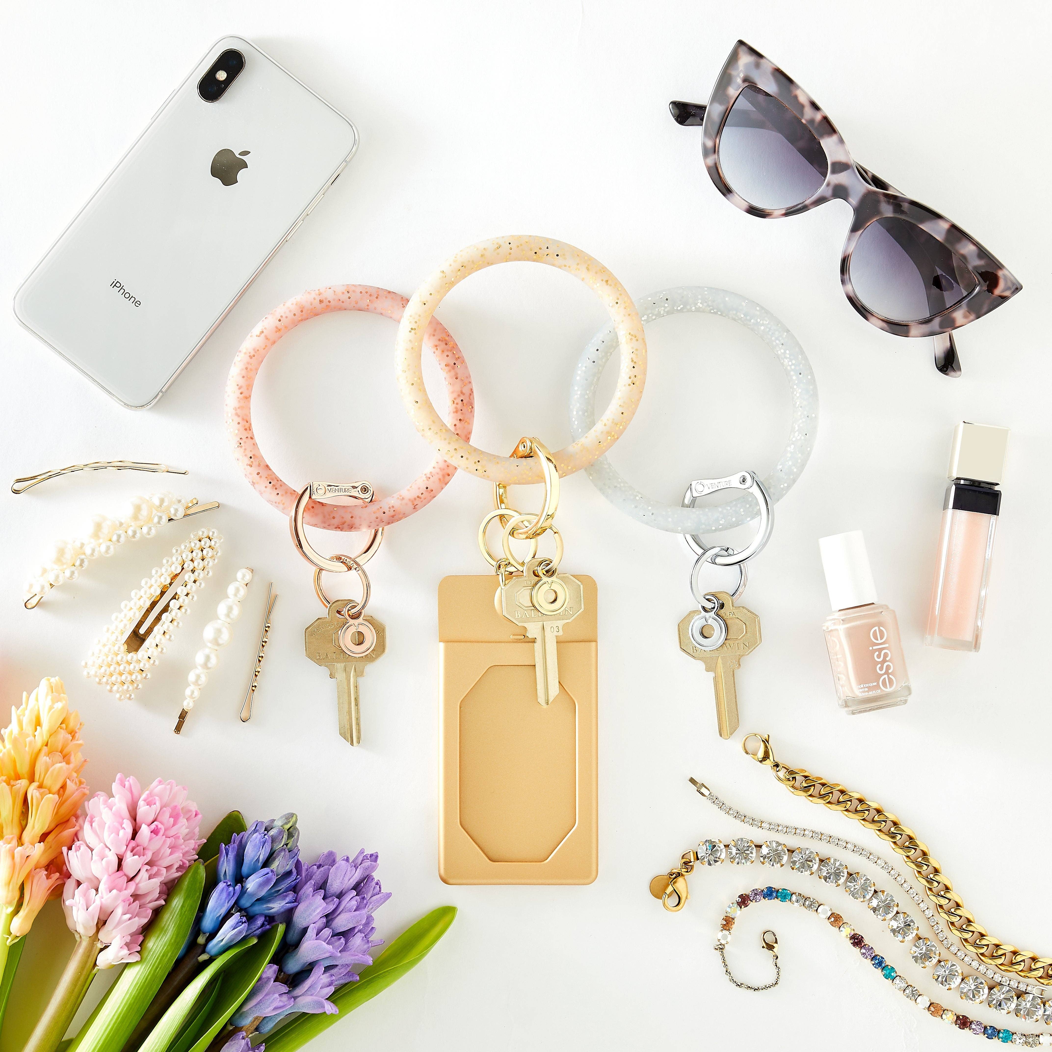 Silicone Big O Key Ring Rose Gold Confetti Pearl s Boutique