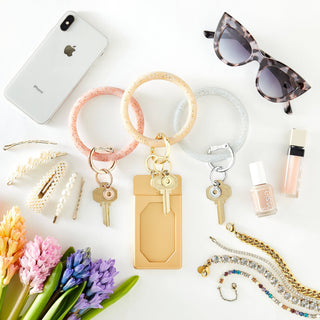 Silicone Big O® Key Ring - Rose Gold Confetti