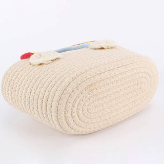 Boho Woven Rainbow Handle Tote Bag