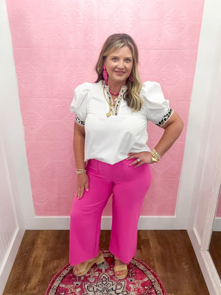 Colette Cropped Wide-Leg Pants | Pink