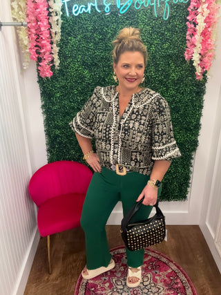 Aspen Emerald High Waisted Wide Flare Pants