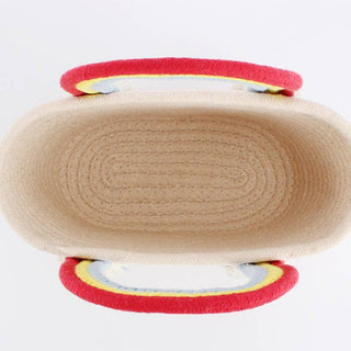 Boho Woven Rainbow Handle Tote Bag