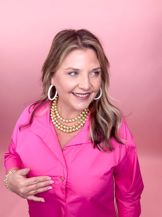 Bold Streak Blouse | Fucshia