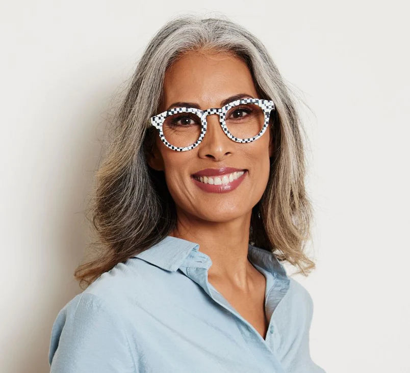 +1.00 Frame Of Mind Reading Glasses Black Pixel Check