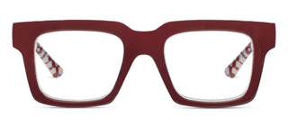 Louie Reading Glasses Dark Red/Check