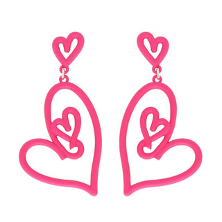 Heart Cut Out Matte Acrylic Earrings