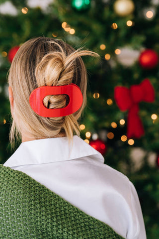 Rudolph Red Round Large Flat Hair Clip