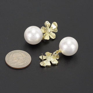 Flower & Pearl Drop Earrings