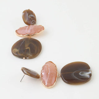Triple Marble Stone Drop Earrings