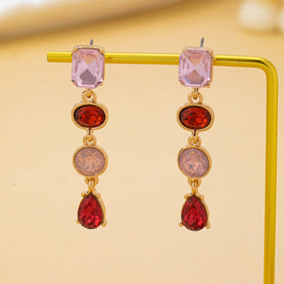 Pink and Ruby Drop Earrings