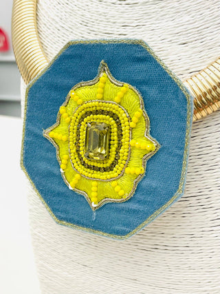 Designer's Choice Necklace | Blue/Yellow Velvet
