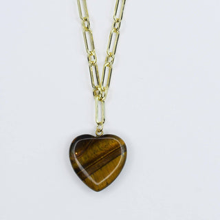 Necklace with a heart-shaped tiger's eye pendant 
