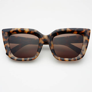 Milky Tortoiseshell sunglasses with brown lenses.